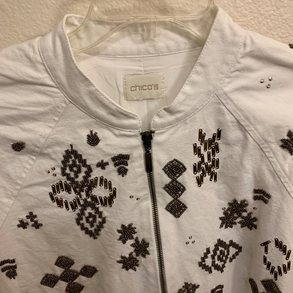Chico’s white zipper jacket long sleeve - Picture 3 of 11